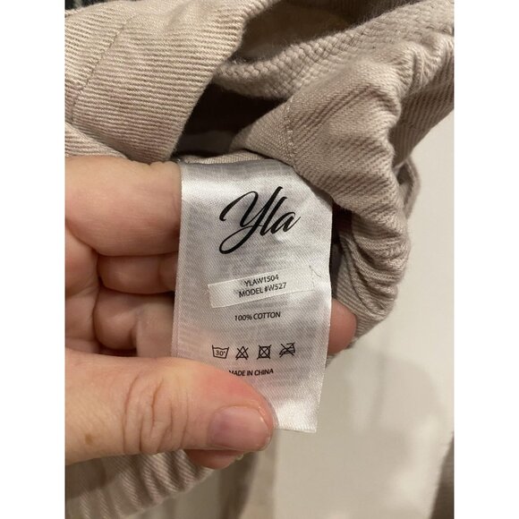 YoungLA Jacket Womens Small Beige Cropped Utility Cotton Drawstring Waist New - Picture 5 of 6